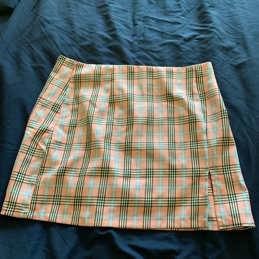 SHEIN M-slit Tartan Print Skirt